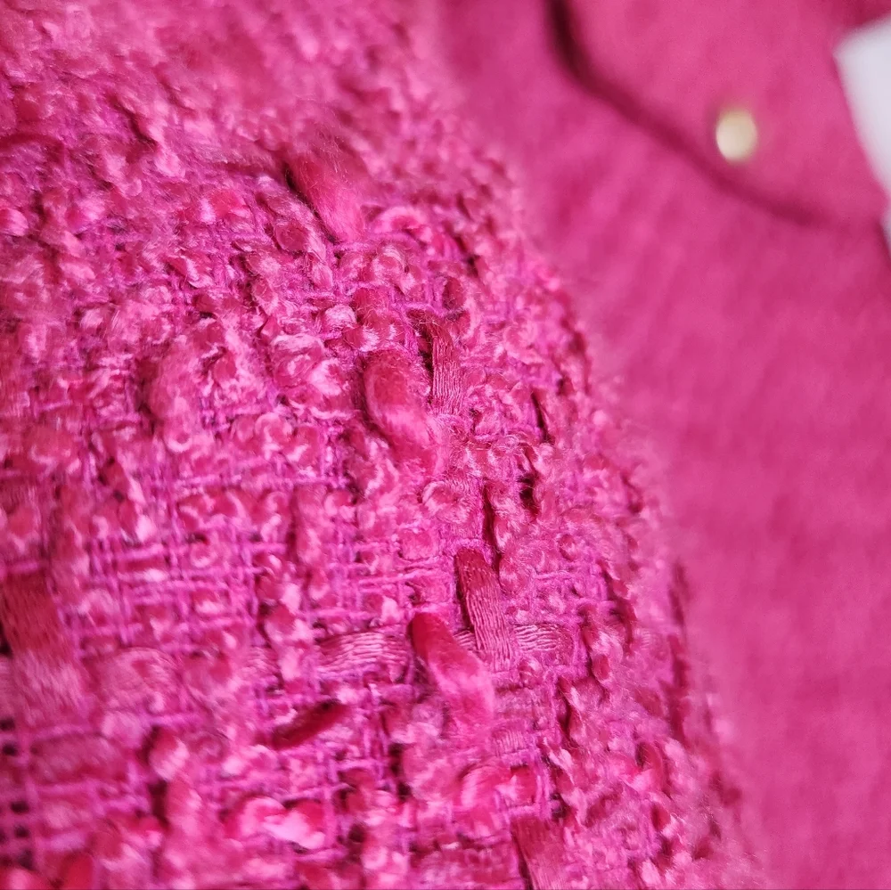NWT Nine West Pink Tweed Mini Skirt Gold Buttons‎ Women's Size XL